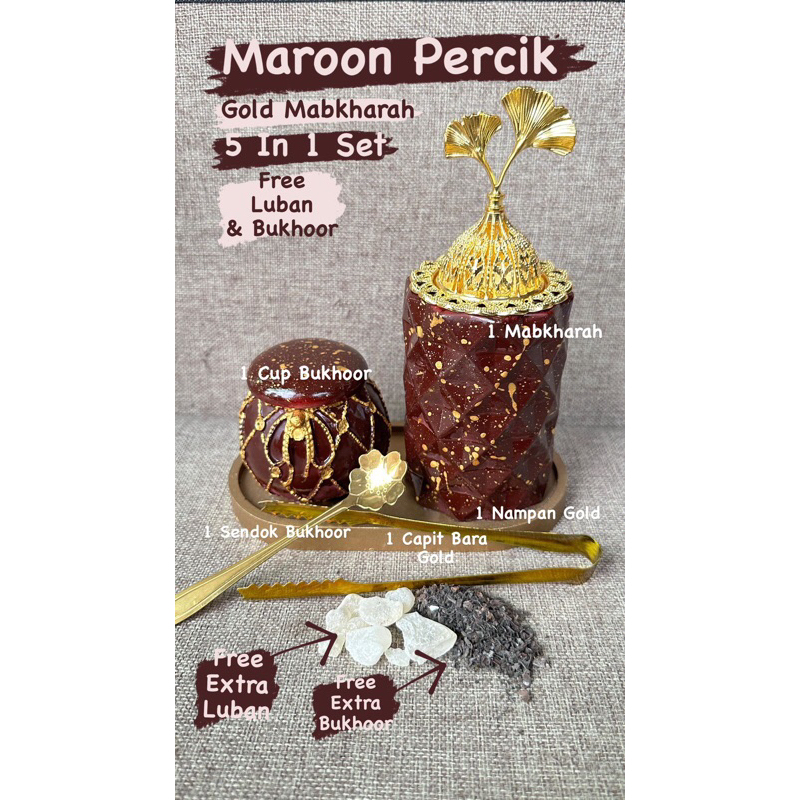 Jual Maroon Percik Gold Mabkharah Set In Mabkhara Aesthetic Estetik