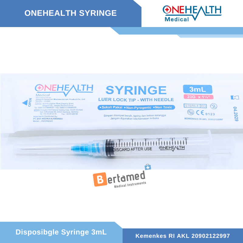 Jual Disposable Syringe Onehealth 3 ml 3ml Spuit 3cc Spoit 3cc Jarum ...