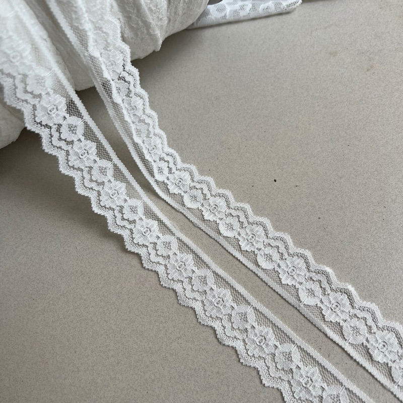 Jual renda Stretch renda elastis broken white harga permeter | Shopee ...