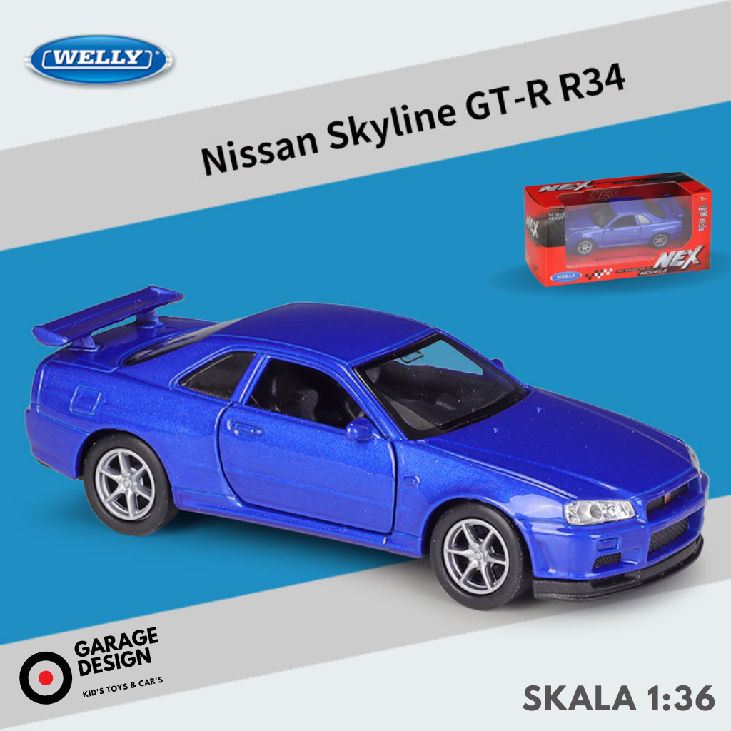 Jual Diecast Mobil Miniatur Nissan Skyline GTR R34 1:36 - Alloy Diecast ...