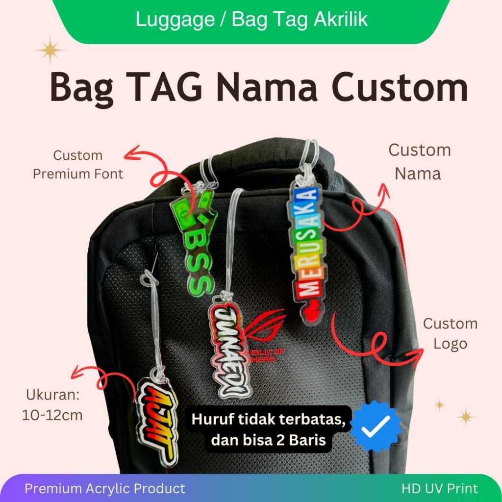 Jual Luggage Tag Akrilik Bag Tag Gantungan Nama Koper Tas Sekolah Custom Uv Printing Acrylic