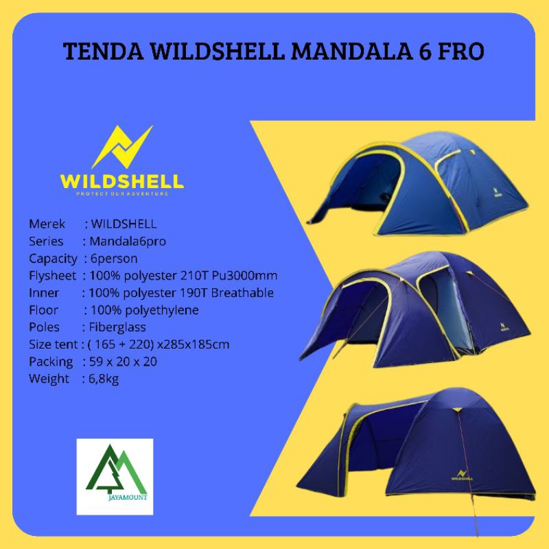 Jual TENDA CAMPING WILDSHELL MANDALA KAPASITAS 6 | TENDA CAMPING ...