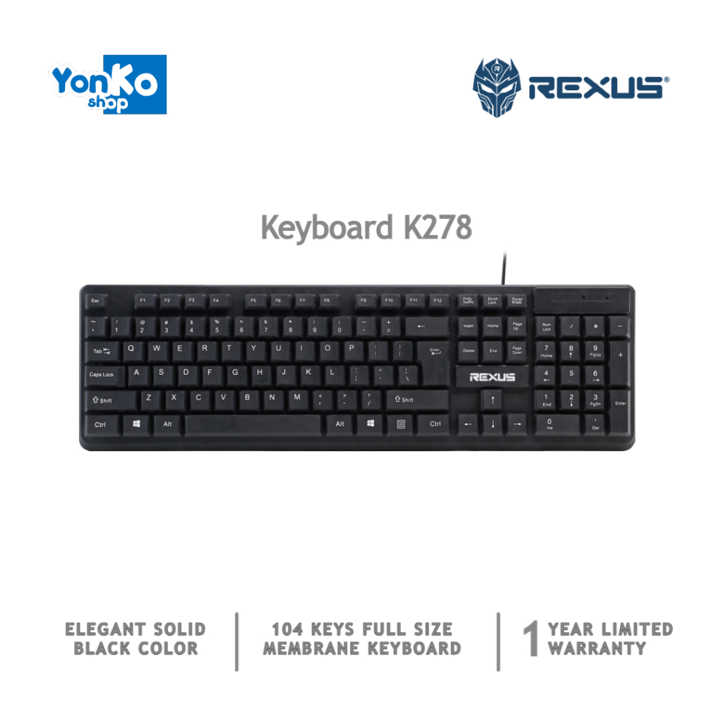Jual Rexus RX-K278 Keyboard Office Membrane K278 USB Keyboard Minimalis ...