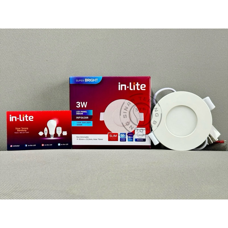 Jual LAMPU PLAFON / PANEL LIGHT LED INBOW BULAT INLITE 3W 3 WATT BULAT ...