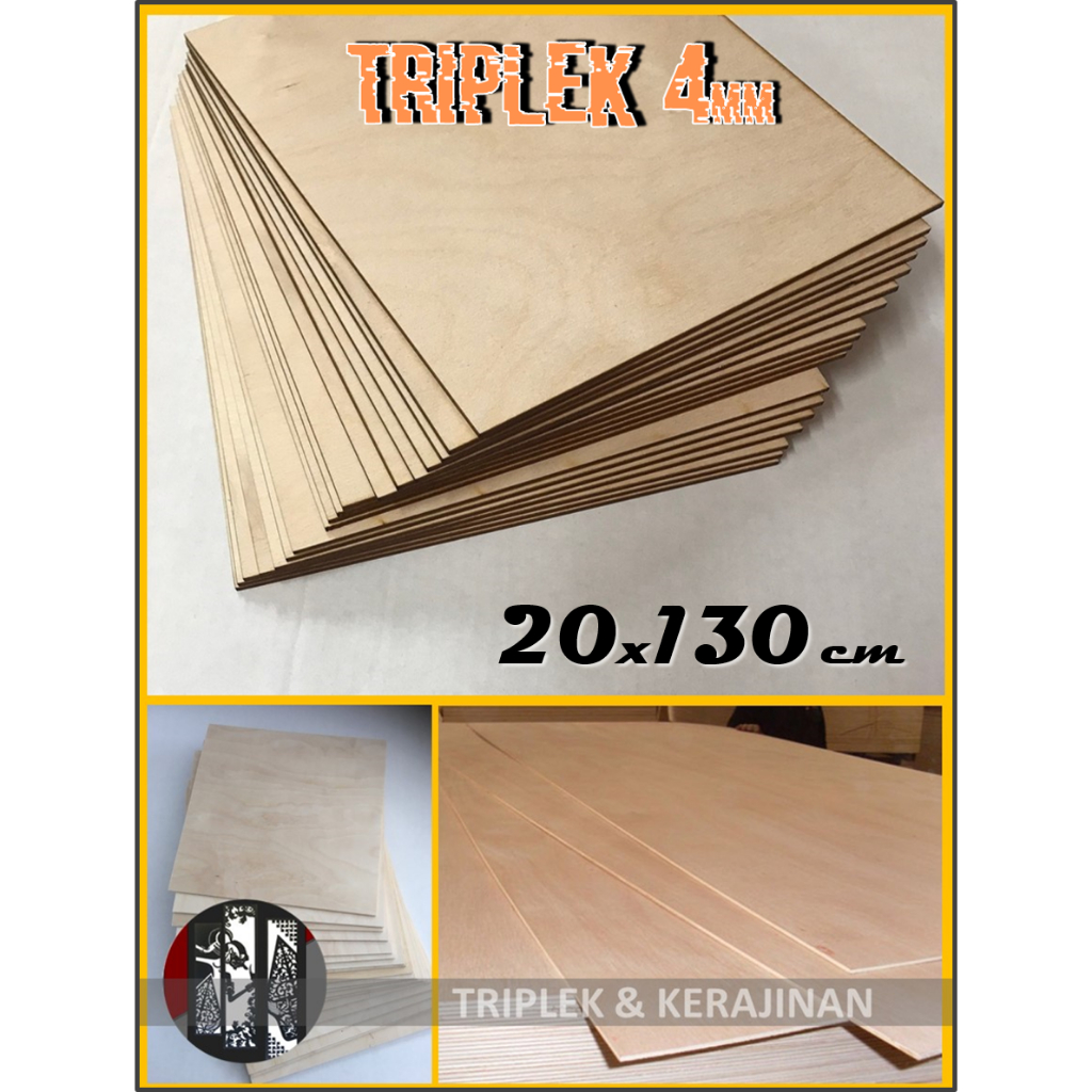 Jual Triplek 4mm 20x130 cm (isi 3 lembar) | (Plywood Multiplek 4 mm 20 ...