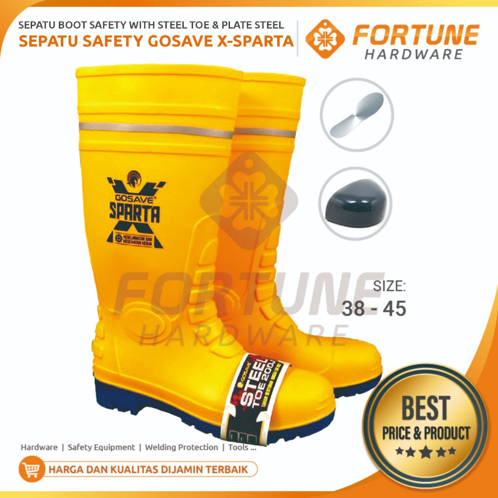 Jual Sepatu Boots Safety Karet PVC Ujung Besi Pelindung Steel Toe X ...