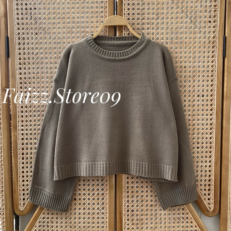 Jual Aurora Basic Crop Top Rajut Wanita Oversize - Sweater Rajut Crop ...
