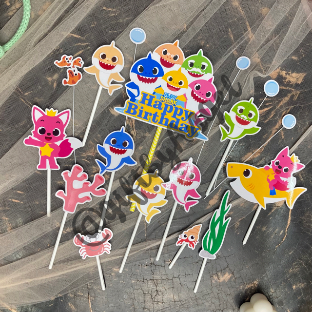 Jual Cake Topper Baby Shark Happy Birthday / Dekorasi Kue Ultah