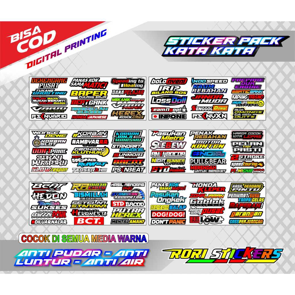 Jual STICKER PACK KATA KATA VIRAL / STICKER KATA KATA TERBARU / STICKER ...