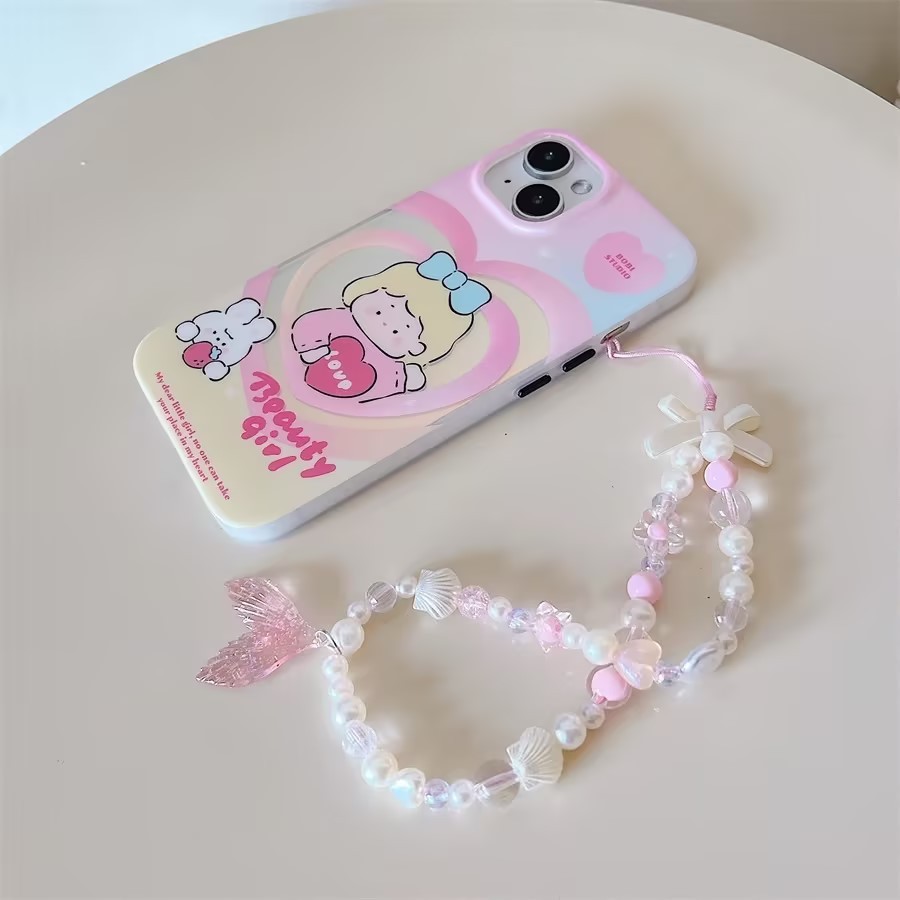 Jual Missconnie Ins Korea Fashion Transparan Love Heart Bow Bracelet Aksesoris Tali Tali Ponsel