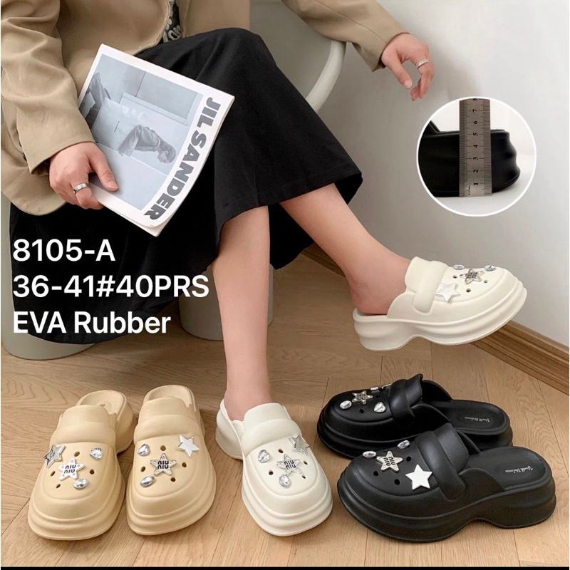 Jual 8105-A Sendal Jelly Jibbitz Bahan eva Rubber ringan size 36-41 ...