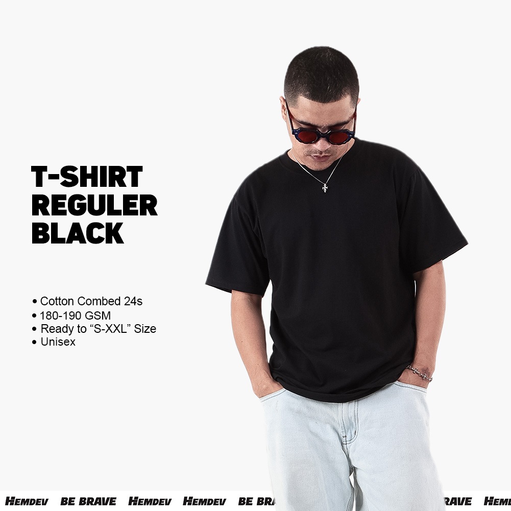 Jual Hemdev Tshirt Polos Black Tees 24s Katun | Shopee Indonesia