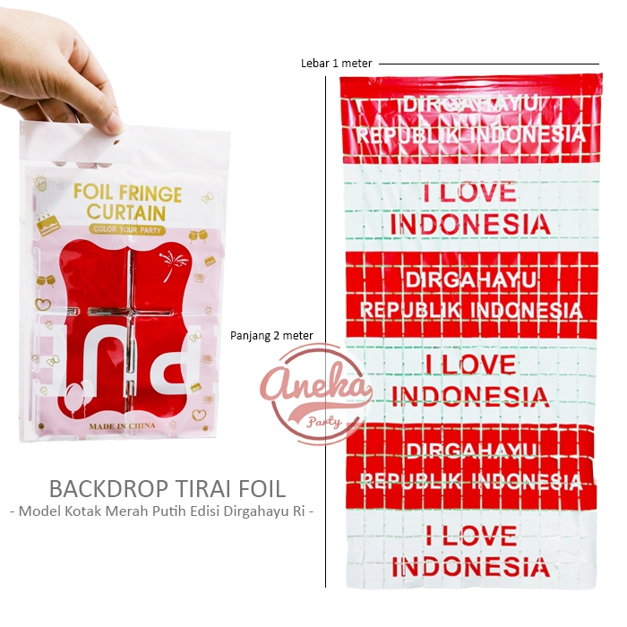 Jual tirai foil Kotak merah putih dirgahayu ri / backdrop kotak kotak ...