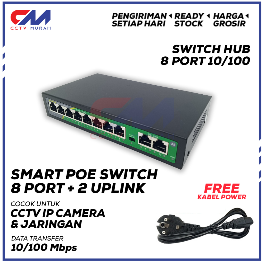 Jual Smart Switch POE 10/100Mbps . POE Switch 4 Port+2 Uplink dan POE ...