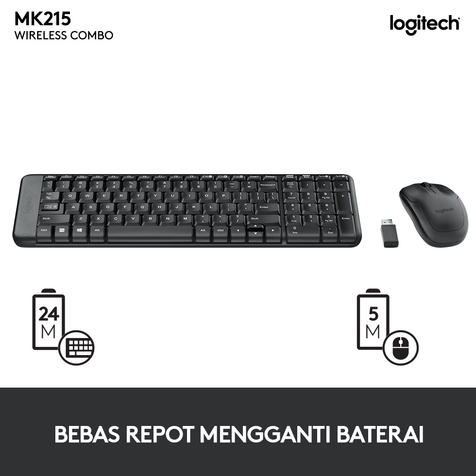 Jual Logitech MK215 Combo Keyboard dan Mouse Wireless Compact i E5T3 ...