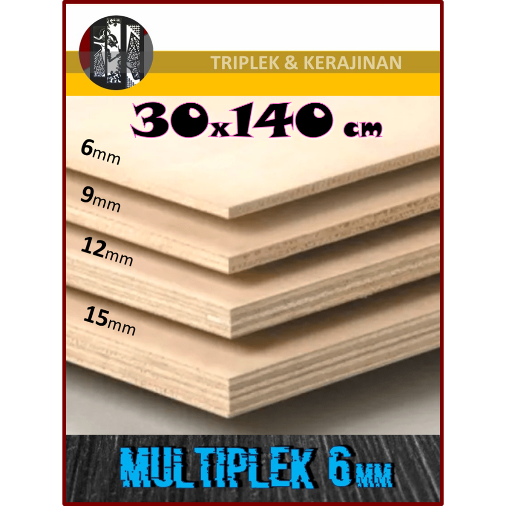 Jual Triplek 6mm 30x140 cm (isi 2 lembar) Kualitas Premium Multiplek 6 ...