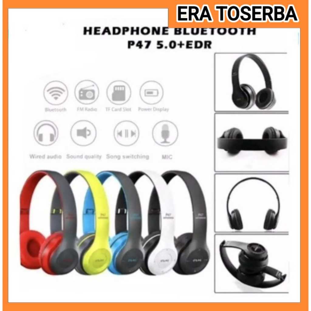 Jual Headphone Bluetooth P47 Wireless [BISA GROSIR] | Headset Handsfree