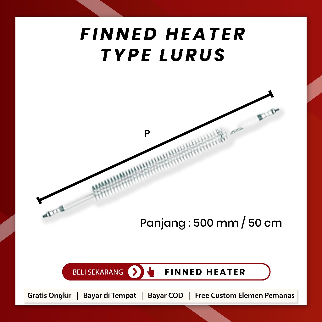 Jual Finned Heater Tipe Lurus Mm Heating Elemen Pemanas Udara