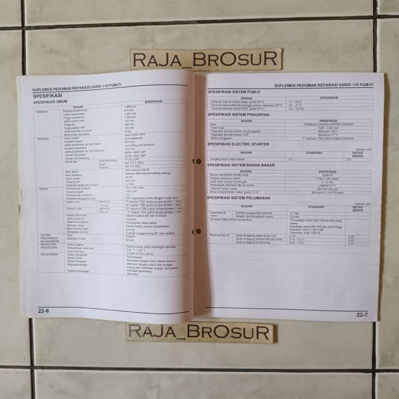 Jual Suplemen buku pedoman reparasi/Manual book Honda Vario 110 PGM FI ...