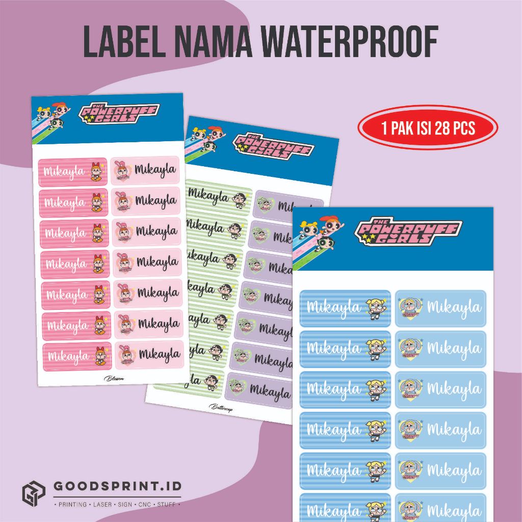 Jual Stiker Label Nama POWERPUFF GIRLS X CRYBABY Stiker Nama Custom ...