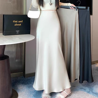 YURUMA Rok fishtail satin sutra es rok mid-length ramping dan modis