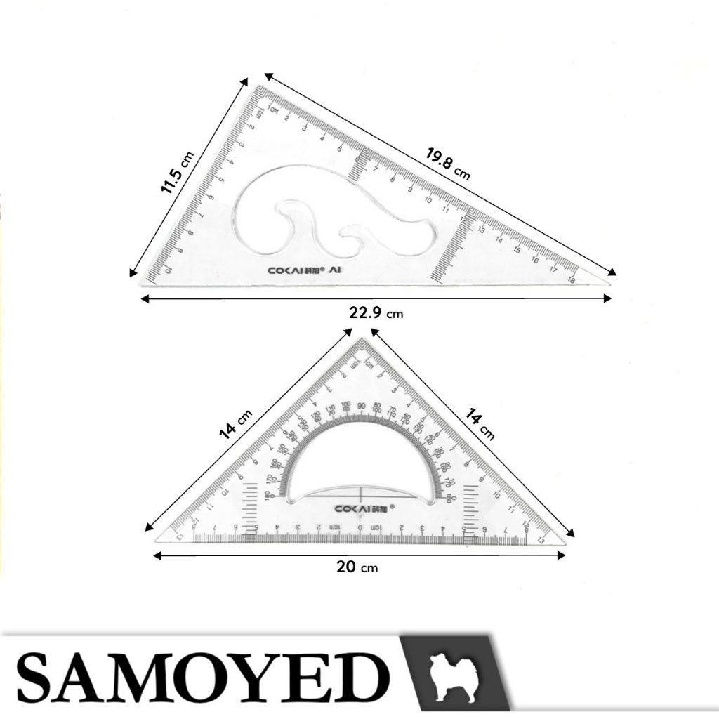 Jual SAMOYED RLS-KJ-1220 Penggaris / Mistar Segitiga / Busur Derajat ...