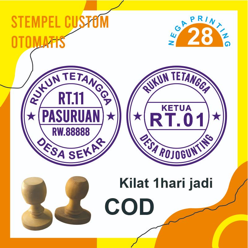 Jual STEMPEL KAYU OTOMATIS DESA KECAMATAN KABUPATEN RT RW / Stempel ...