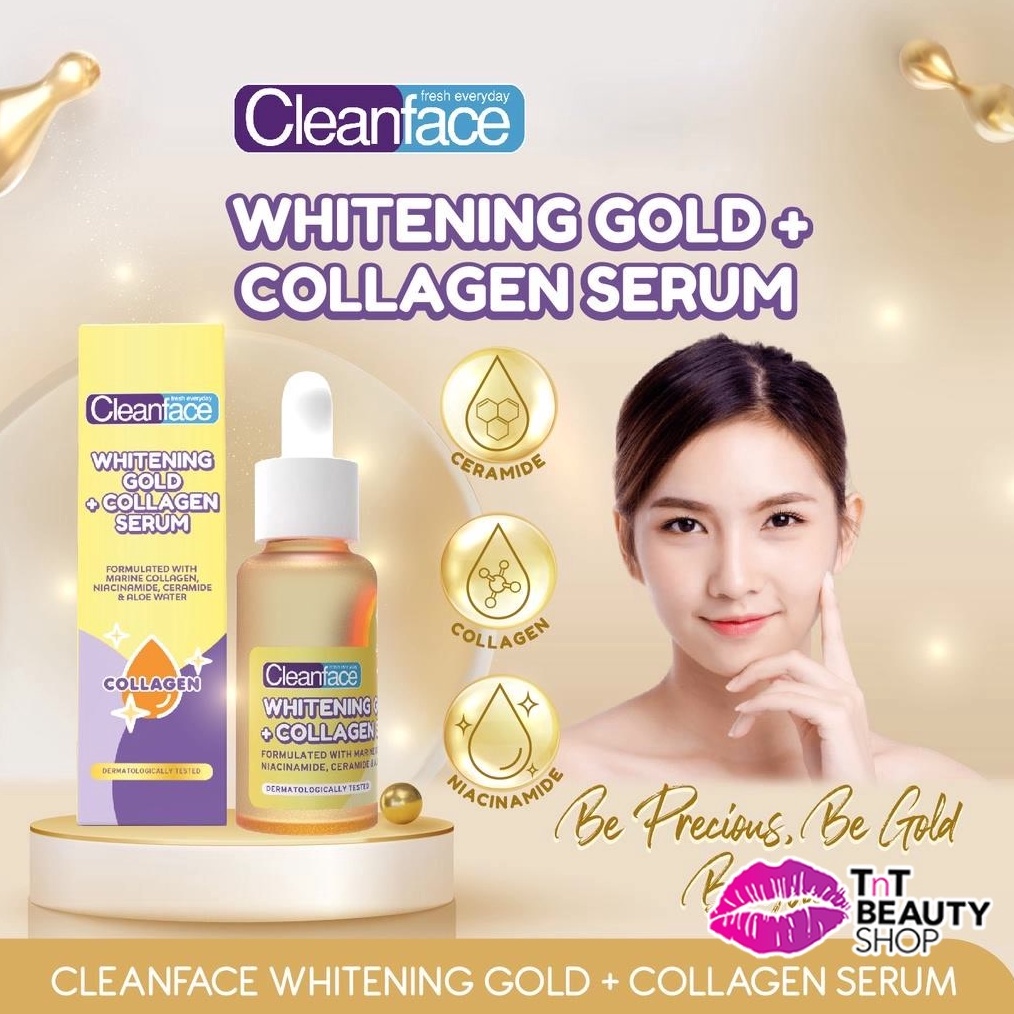Jual HARGA GROSIR Cleanface Whitening Gold Collagen Serum AHA BHA PHA ...