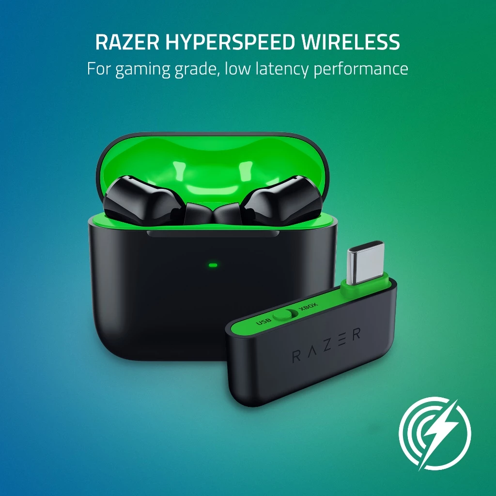 Razer Hammerhead HyperSpeed Xbox - Black / Green - True Wireless Multi Platform Gaming Earbuds