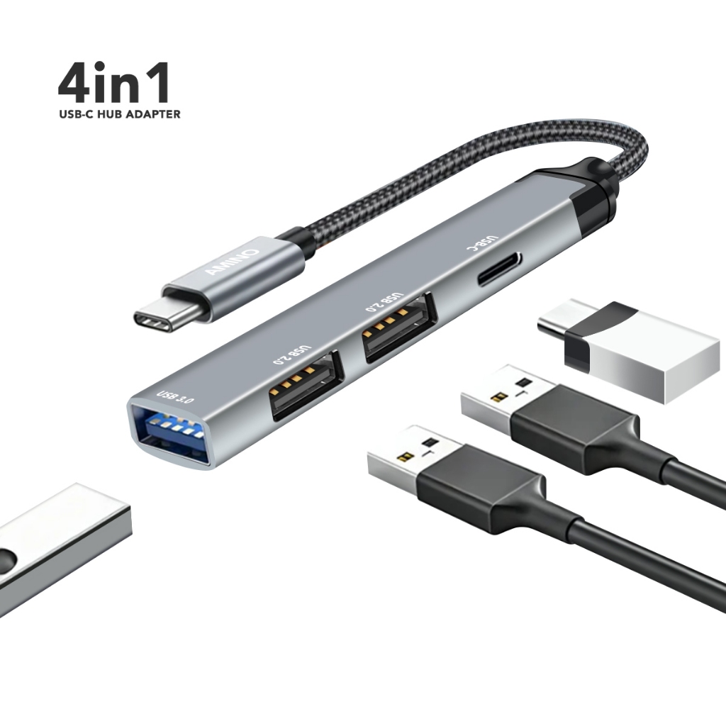 Jual AMINO HUB 4 IN 1 USB C Adapter Converter USB A /TYPE C / USB C ...