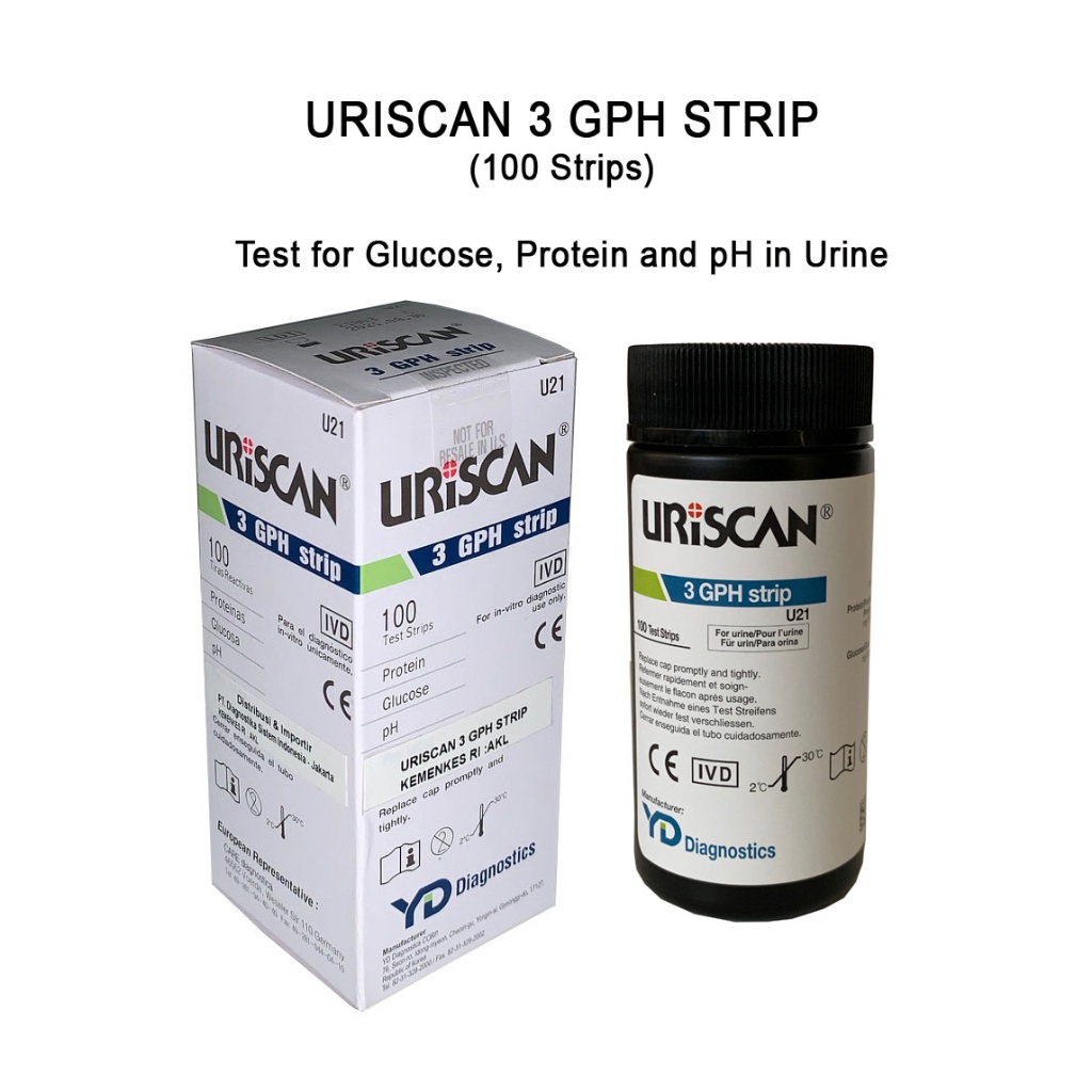 Jual Urine Strip URISCAN 3 Parameter Strip Tes urine 3P (Protein ...