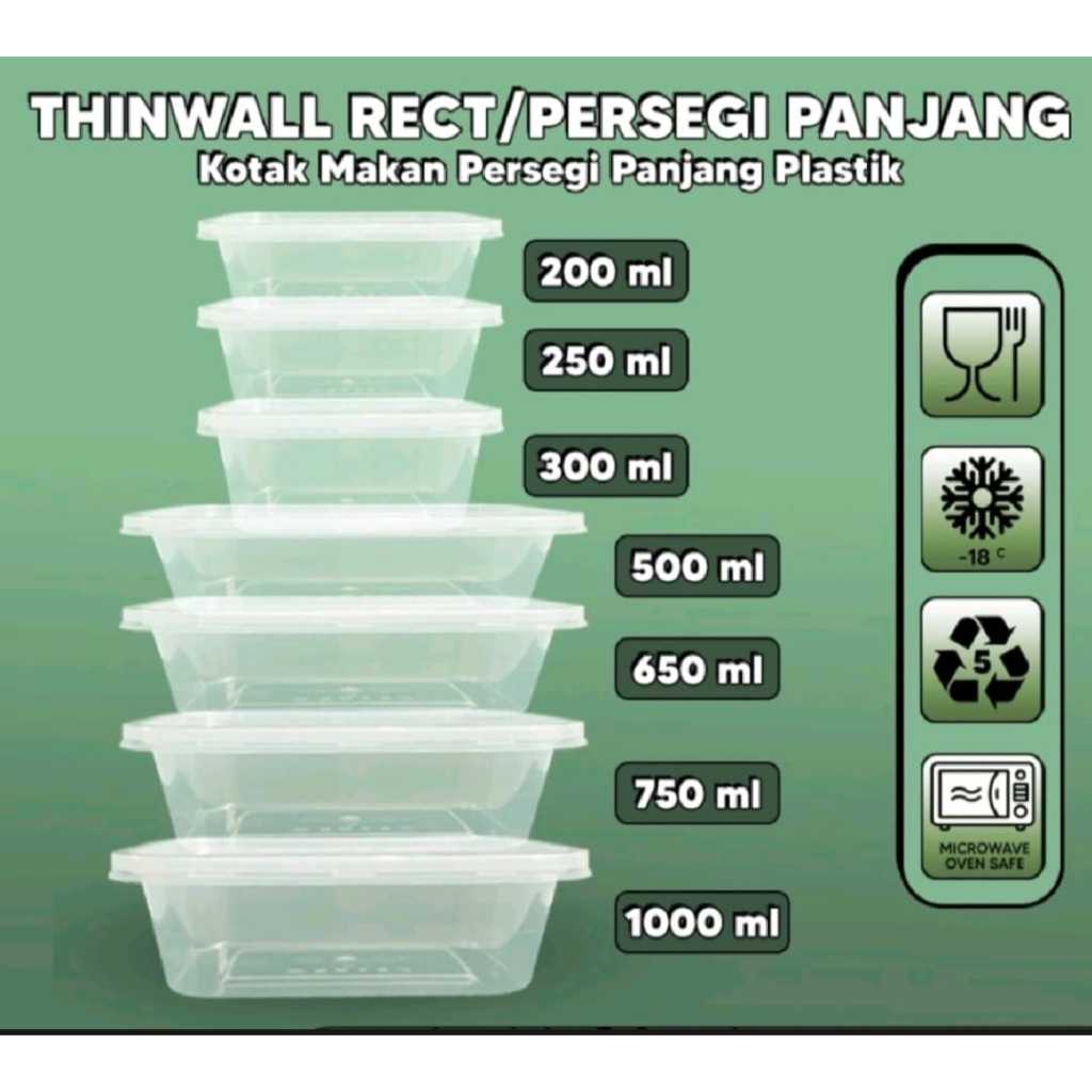 Jual Kotak Makan Thinwall Food Container 200ml 300ml 500ml 650ml