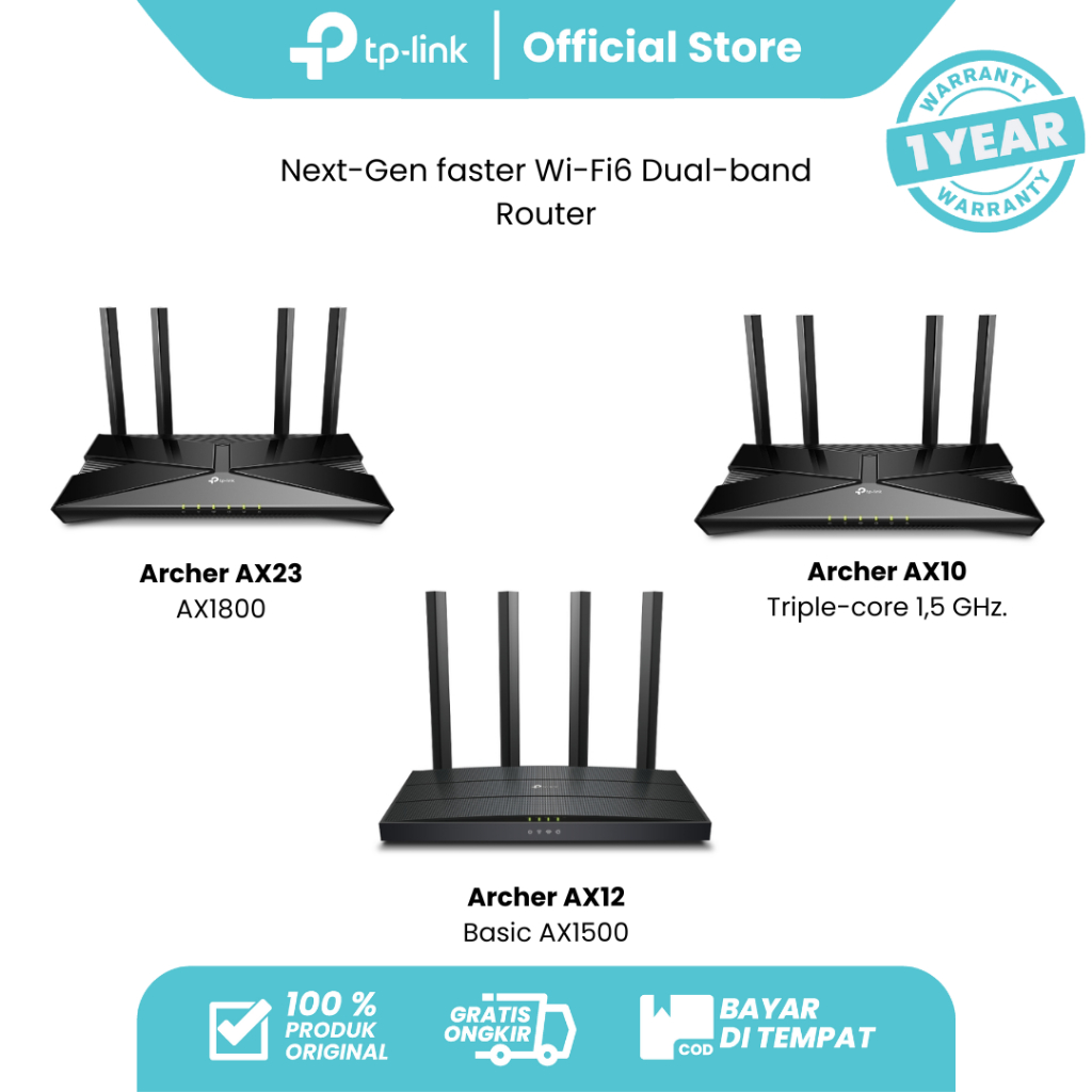 Jual TPLink Archer AX10 AX12 AX23 WiFi 6 Router Dual Band Gigabit Mesh