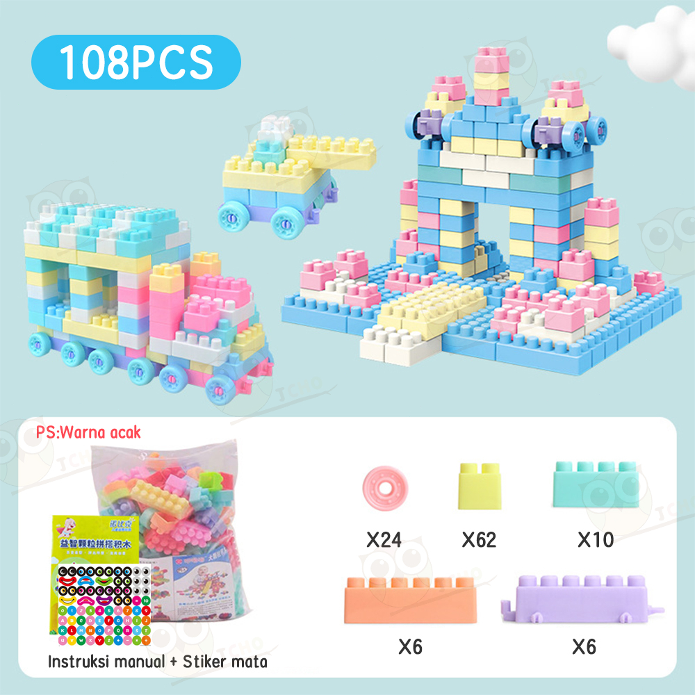 Jual JCHO Mainan Brick Balok Susun Anak 108Pcs DIY Building Blocks ...