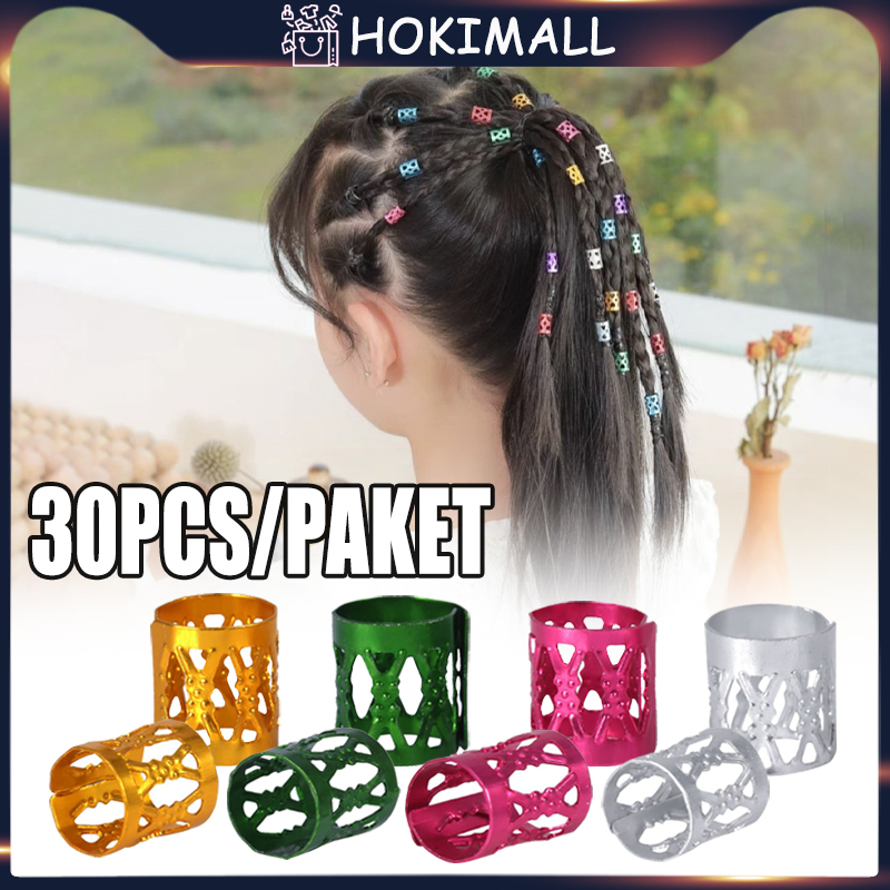 Jual 1SET/30PCS Cincin Manik Adjustable Bahan Untuk Dekorasi Rambut ...