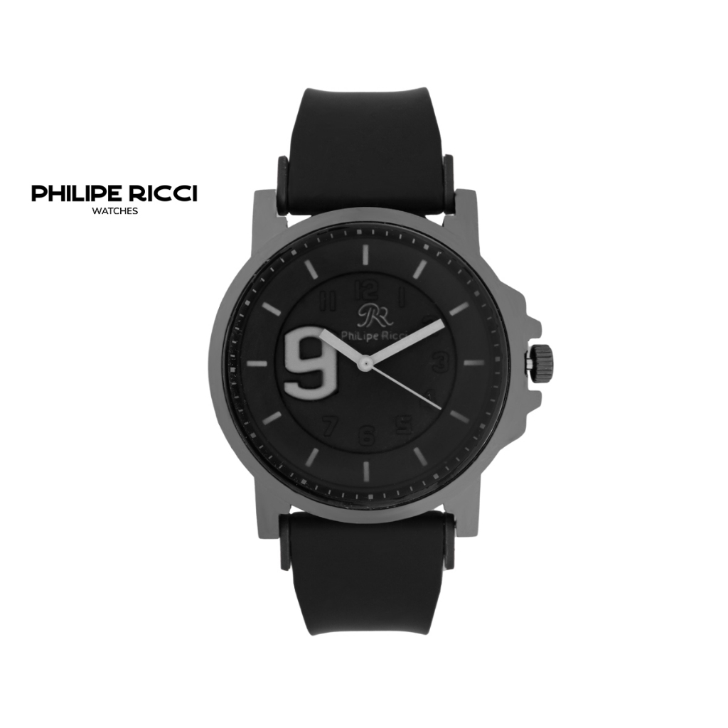 Jual PhiLipe Ricci Jam Tangan Pria Karet Hitam Bulat Desain Trendy ...