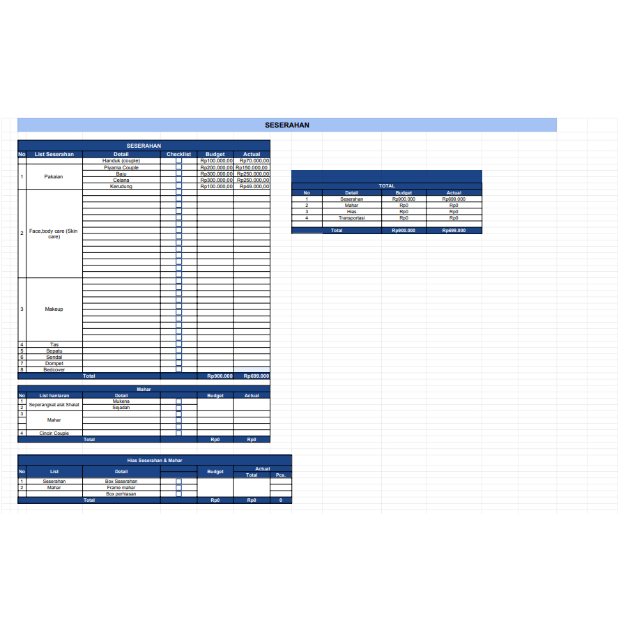 Jual Template excel pernikahan aplikasi biaya pernikahan tabel kebutuhan pernikahan spreadsheet