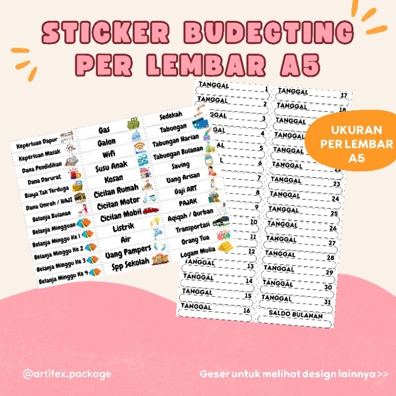 Jual STICKER SAVING BUDGETING PER LEMBAR A5 | Stiker Perlembar Dompet ...