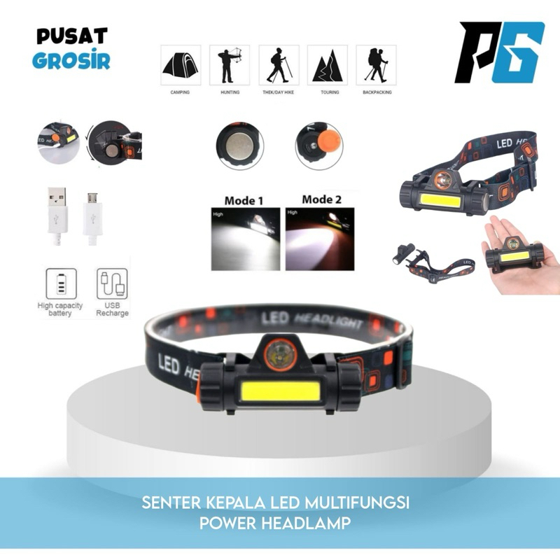 Jual Senter Kepala Headlamp Terang Camping Head Flashlight Lampu Led ...