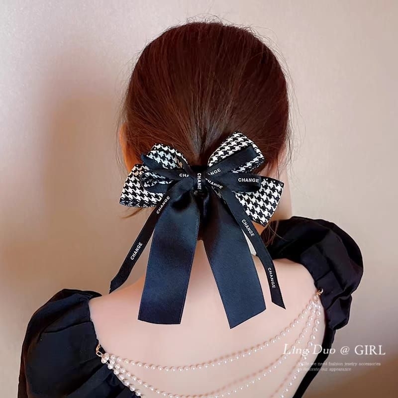 Jual CLD-10-1 Papillon Scrunchy Change Black Bow Karet Rambut Change ...