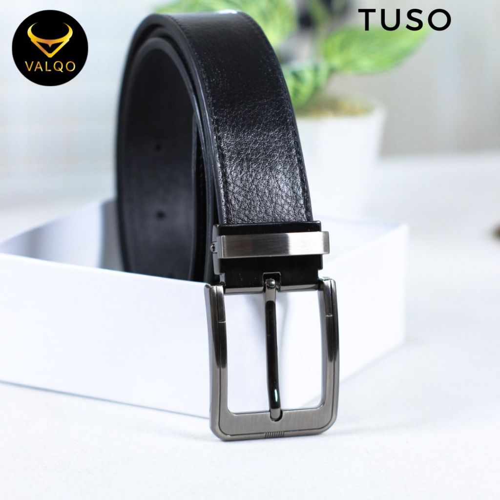 Jual VALQO TUSO Hitam Ikat Pinggang Kulit Sabuk kulit sapi Pria Gesper ...