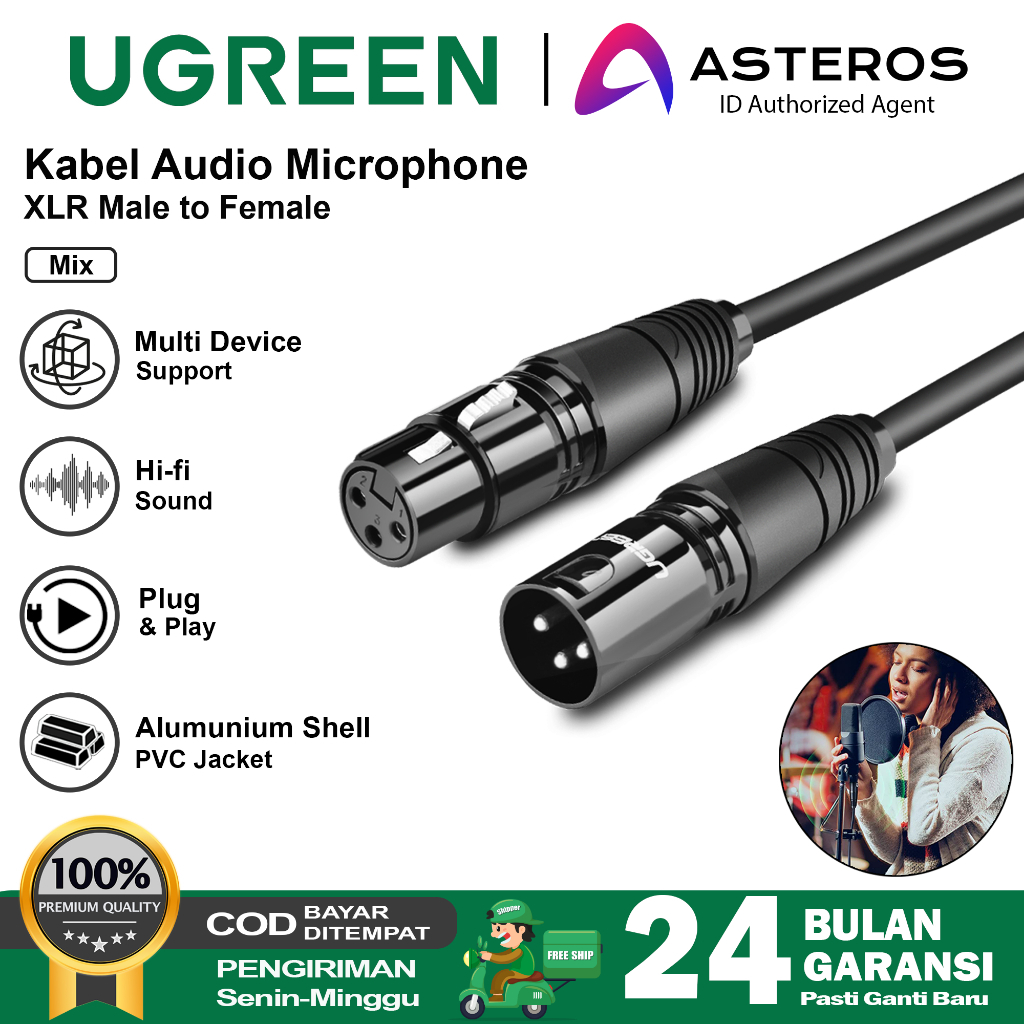 Jual Ugreen Xlr Male Microphone Karaoke Condenser Female Audio Shopee Indonesia