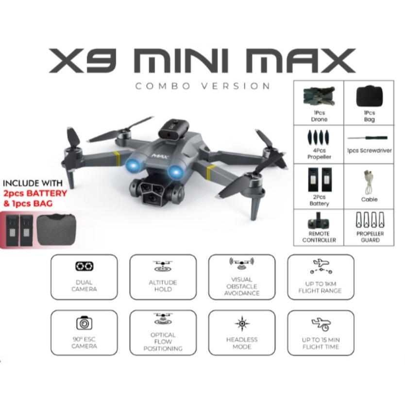 Jual ROX X9 Mini Drone HD Dual Camera WiFi FPV - Drone ROX X9 | Shopee ...