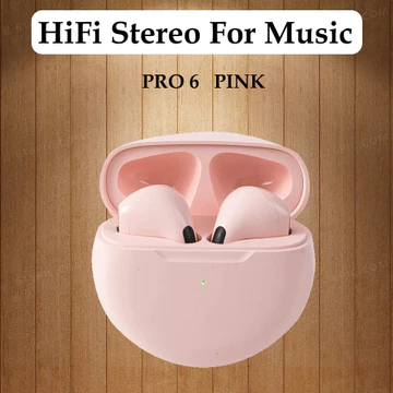Pro 6 TWS Bluetooth Headset With Microphone HiFi Stereo Touch Earbud Bluetooth Headset Sports