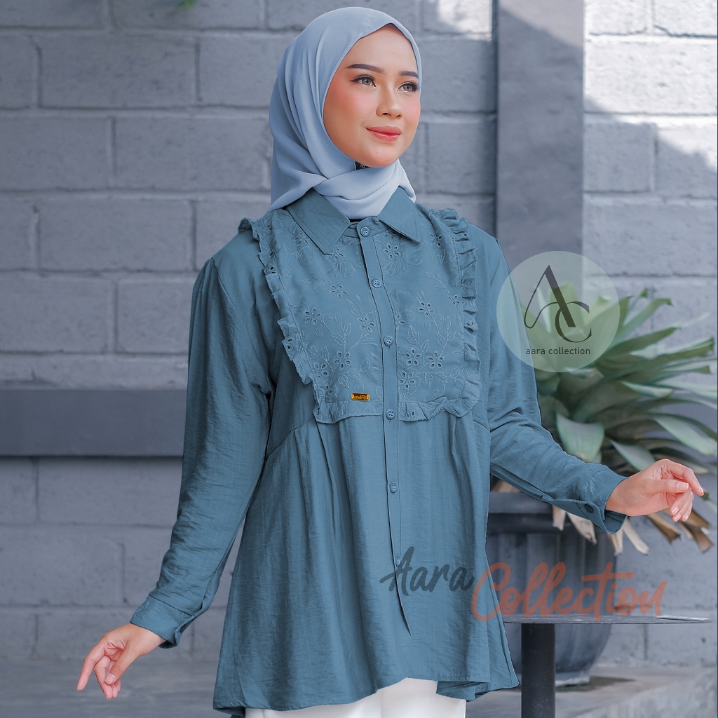 Jual Aara Collection Atasan Kemeja Muslim Aaliyah Mix Brookat blouse ...