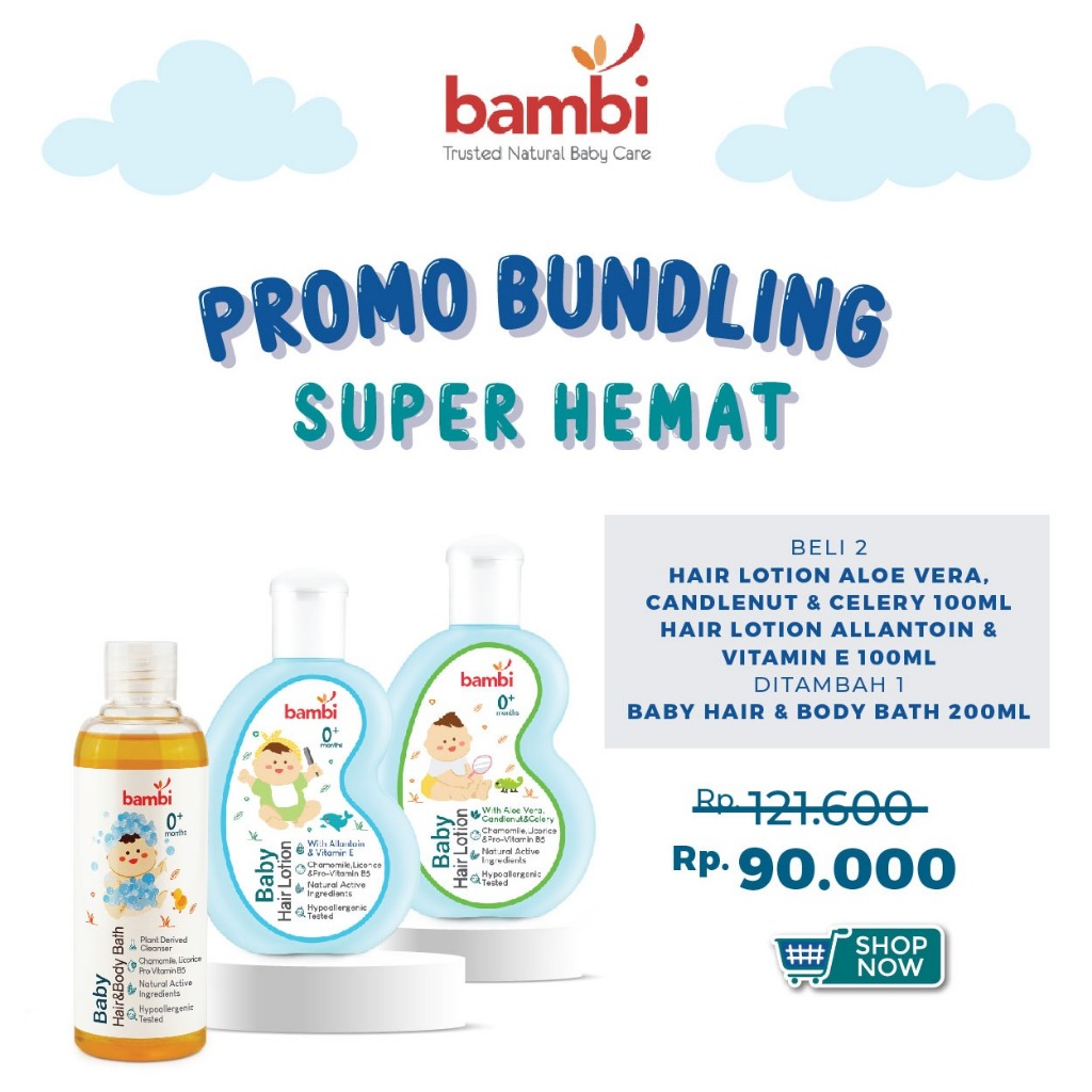 Jual Bambi Baby Hair Lotion With Aloe Vera, Candlenut & Celery ...