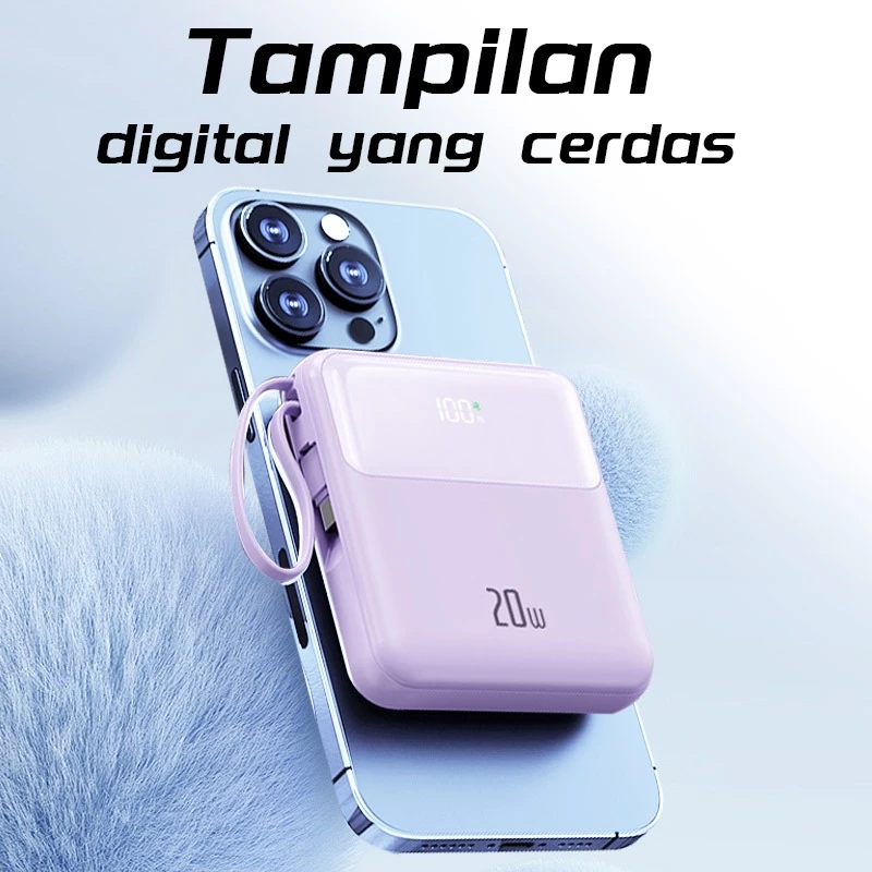 DX269 Mini size Powerbank 20W with 4 cable fast charging LED Display 10000mAh