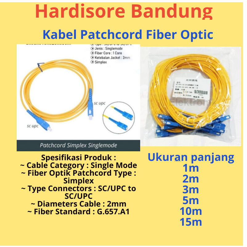 Jual Kabel Fiber Optic Patchcord SC SC UPC 1m 2m 3m 5m 10m 15m Kabel FO ...