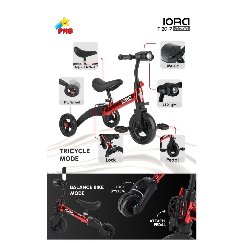 Jual Sepeda Balance Bike Iora T20-7 Nano PMB Sepeda Push Bike Balance ...