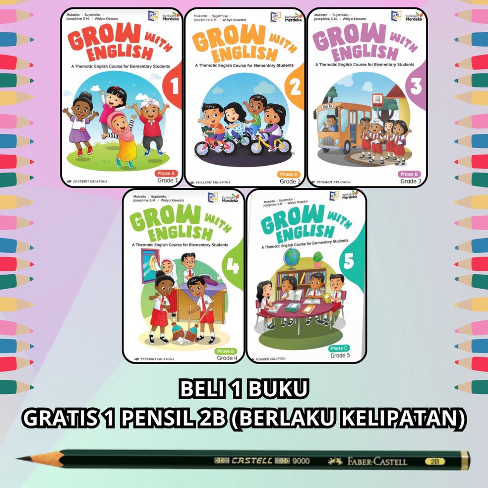 Jual Erlangga Grow With English SDMI Kelas 1 2 3 4 5 6 Kurikulum ...